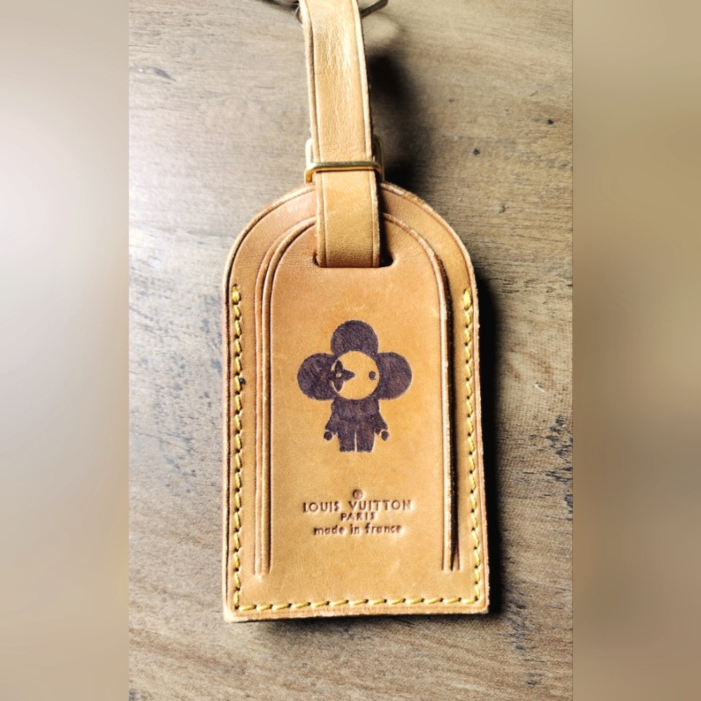 Preloved LOUIS VUITTON Vachetta Luggage Tag with Black Vivienne